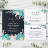 Sticker Rond Elégant Bleu Fleurs Blanches Mariage Romantique (Personnalisez la collection de ce créateur indépendant.)