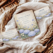 Invitation Fête de mariage avec une élégante Hydrangea bleue