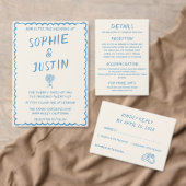 Cartons Réponse Élégante Typographie de Script Bleu Mariage Minima (Personnalisez la collection de ce créateur indépendant. )