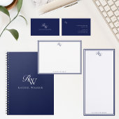 Étiquette de retour d'adresse Monogramme Bleu Élég