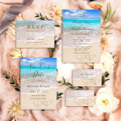 Invitation Mariage sur mesure élégant bleu océan plage tropic