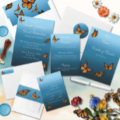 Monarch vlinders blauw ombre bedankjes labels
