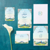 Elegant Blue Peacock Floral Wedding Theme Save The Date (Personaliseer de collectie van deze zelfstandige maker.)