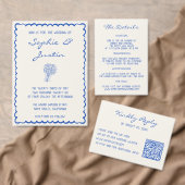 Cartons Réponse Site Web de Mariage Code QR Script Bleu Minimalist (Personnalisez la collection de ce créateur indépendant. )