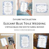 Invitation Elegant Blue Toile Photo Save the Date