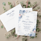 Assiettes En Carton Elégant Mariage floral couleur bleu (Personnalisez la collection de ce créateur indépendant. Test)