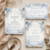 Save The Date Mariage d'hiver bleu élégant