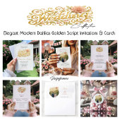 Invitation Elegant Blush Dahlias Golden Script Wedding