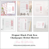 QR Code Blush Pink Bow Champagne Bridal Shower Kaart