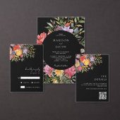 Invitations En Acrylique Elégant Boho Black Dutch Floral Mariage (Personnalisez la collection de ce créateur indépendant.)