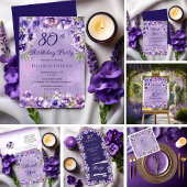 Éventail Élégante Violette Florale Violets 80e anniversaire