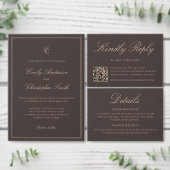 Cartons Réponse Élégant Code QR Mariage Marron (Personnalisez la collection de ce créateur indépendant.)