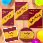 Assiettes En Carton Elégant Luxe Bourgogne Et Or 40ème Anniversaire