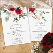 Faire-part Elégant Burgundy Blush Aquarelle Florale