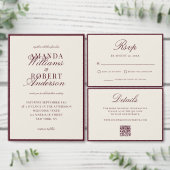 Cartons Réponse Elegant Burgundy Old Money QR Code Wedding (Personnalisez la collection de ce créateur indépendant.)