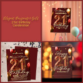 Serviette En Papier Elégante Bourgogne & Or 21ème anniversaire Célébra