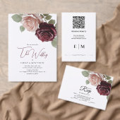 Elégant Rose de Bourgogne Faire-part de mariage fl (Personnalisez la collection de ce créateur indépendant. )