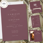 Save The Date Elegant Burgundy Wine Minimalist Wedding