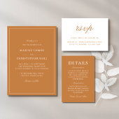 Invitation Mariage Élégant Formel Orange Brûlée