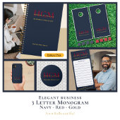 Carnet Élégant Monogramme d'affaires Logo Marine Bourgogn