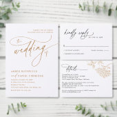 Elegante Gouden Bloemen Modern Script Wedding Kaart (Personaliseer de collectie van deze zelfstandige maker.)