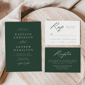 Elegante Kalligrafie Bos Groene Bruiloft Details Informatiekaartje