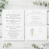 Elegante monogram katholieke bruiloft informatiekaartje (Personaliseer de collectie van deze zelfstandige maker.)