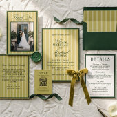 Elegant Chartreuse Green Stripe Wedding Dinner Menu