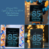 Chic Elegant Saffier Blauw en Zwart 85ste Verjaard