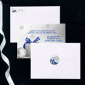 Étiquette Élégante boîte cadeau de Noël avec ruban bleu