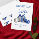 Étiquette Élégante boîte cadeau de Noël avec ruban bleu (Personnalisez la collection de ce créateur indépendant.)