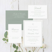 Invitation Mariage Classique Vert Sauge Élégant