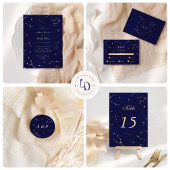 Serviette En Papier Mariage élégant constellation bleu et or