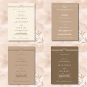 Monogram Brown Cream Christian Wedding Menu