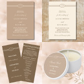 Élégant Monogram Cream Taupe Wedding Programme