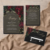 Carte D'accompagnement Fleur vert rouge foncé gothique moody détails mari (Personnalisez la collection de ce créateur indépendant. )