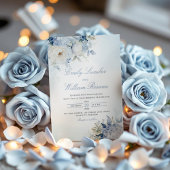 Serviette En Papier Elégante aquarelle bleu Dusty Floral Mariage