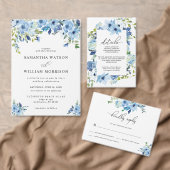 Elégant Faire-part de mariage Floral bleu Dusty (Personnalisez la collection de ce créateur indépendant. )