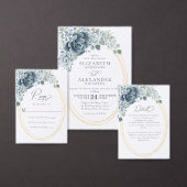 Cartons Réponse Mariage d'aquarelle bleu foncé (Personnalisez la collection de ce créateur indépendant.)