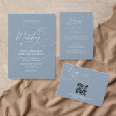 Invitation Élégant Code QR Bleu Poussiéreux Arche de Mariage (Personnalisez la collection de ce créateur indépendant. )