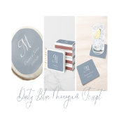 Elegant Dusty Blue White Monogram Initiaal naam Dartbord