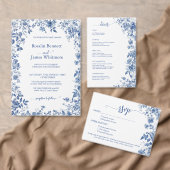 Invitation Elegant Dusty Blue Floral Chinoiserie Classic (Personnalisez la collection de ce créateur indépendant. )