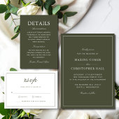 Elegante Stof Groen Script Klassieke Trouw Programma