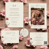 Elegant Bloemen Roos Taupe Foto's Bewaar de datum Save The Date