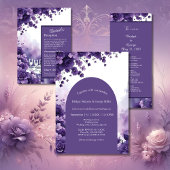 Invitation Romantique violet Floral Mariage Tour Eiffel