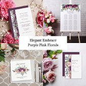 Élégant floral | Carte de note pliée rose pourpre