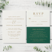 Élégant Faire-part de mariage Emerald Green Cream (Personnalisez la collection de ce créateur indépendant.)