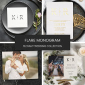 Cartons Réponse Mariage Code QR Noir Blanc Flare Élégant