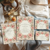 Carte D'accompagnement Flora Vintage Art nouveau Mariage