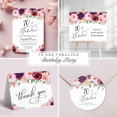 Elegant Bloemen 70ste Verjaardagsfeestje Dank u Ronde Sticker